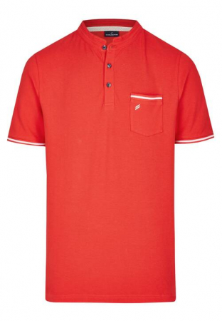 tricouri polo - Tricou henley bumbac barbati DANIEL HECHTER Pique rosu