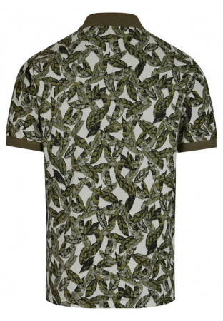 Tricou polo bumbac barbati DANIEL HECHTER Pique kaki print frunze [1]
