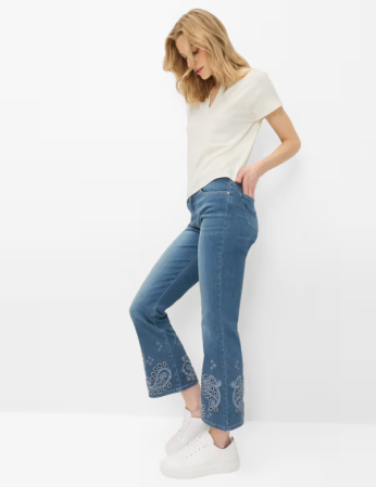 Tricou V Neck femei bumbac/modal BRAX CAELEN S crem [3]