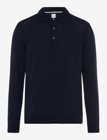 Tricouri - Bluza lana polo barbati BRAX PASCAL bleumarin