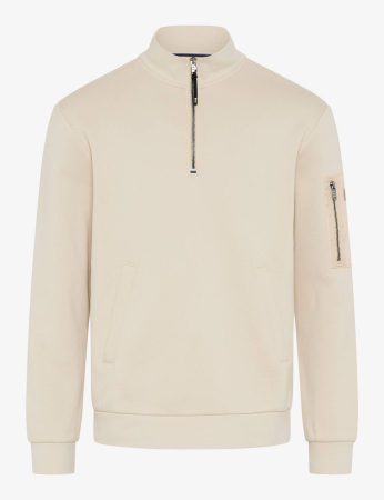 bluze midlayer training fleece - Hanorac troyer barbati BRAX SION crem