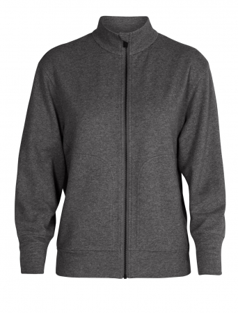 bluze midlayer training fleece - Bluza midlayer merino cu fermoar femei ICEBREAKER Central gri