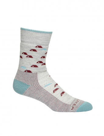 sosete sport - Sosete merino femei ICEBREAKER Hike Medium Crew gri design camping