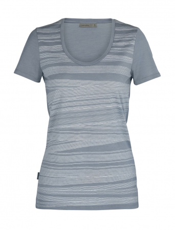tricou imprimeu - Tricou merino femei ICEBREAKER TechLite SSScoop 1000Lines gri