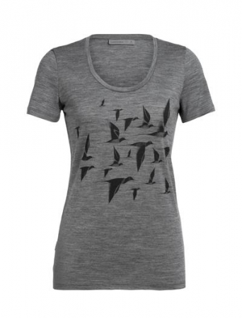 lenjerie termica - Tricou merino femei ICEBREAKER TechLiteScoop Poaka gri