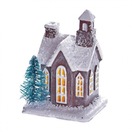 Miniaturi de Craciun - Casuta decor iarna cu brad