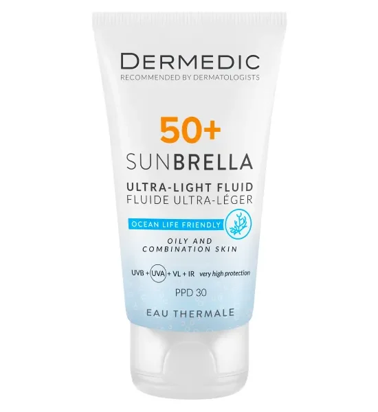 Dermedic - Fluid Ultra-Light Sunbrella SPF50+, ten mixt si gras