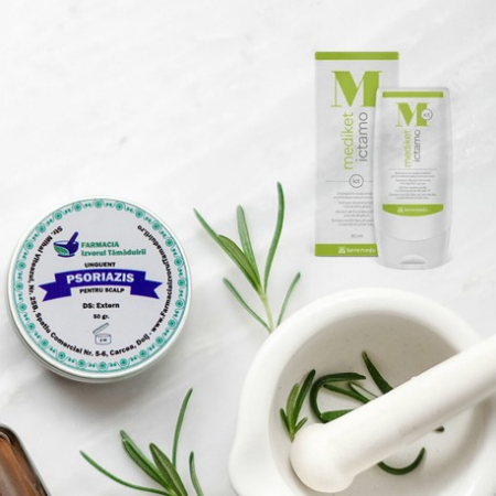 Pachet promotional: Unguent de scalp pentru psoriazis + Sampon Mediket Ictamo 80 ml