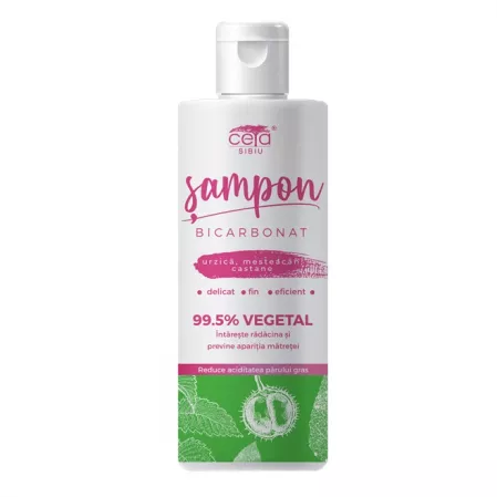 Ceta Sibiu - Sampon 99.5% vegetal cu bicarbonat, urzica, mesteacan si castane, 200 ml, Ceta Sibiu