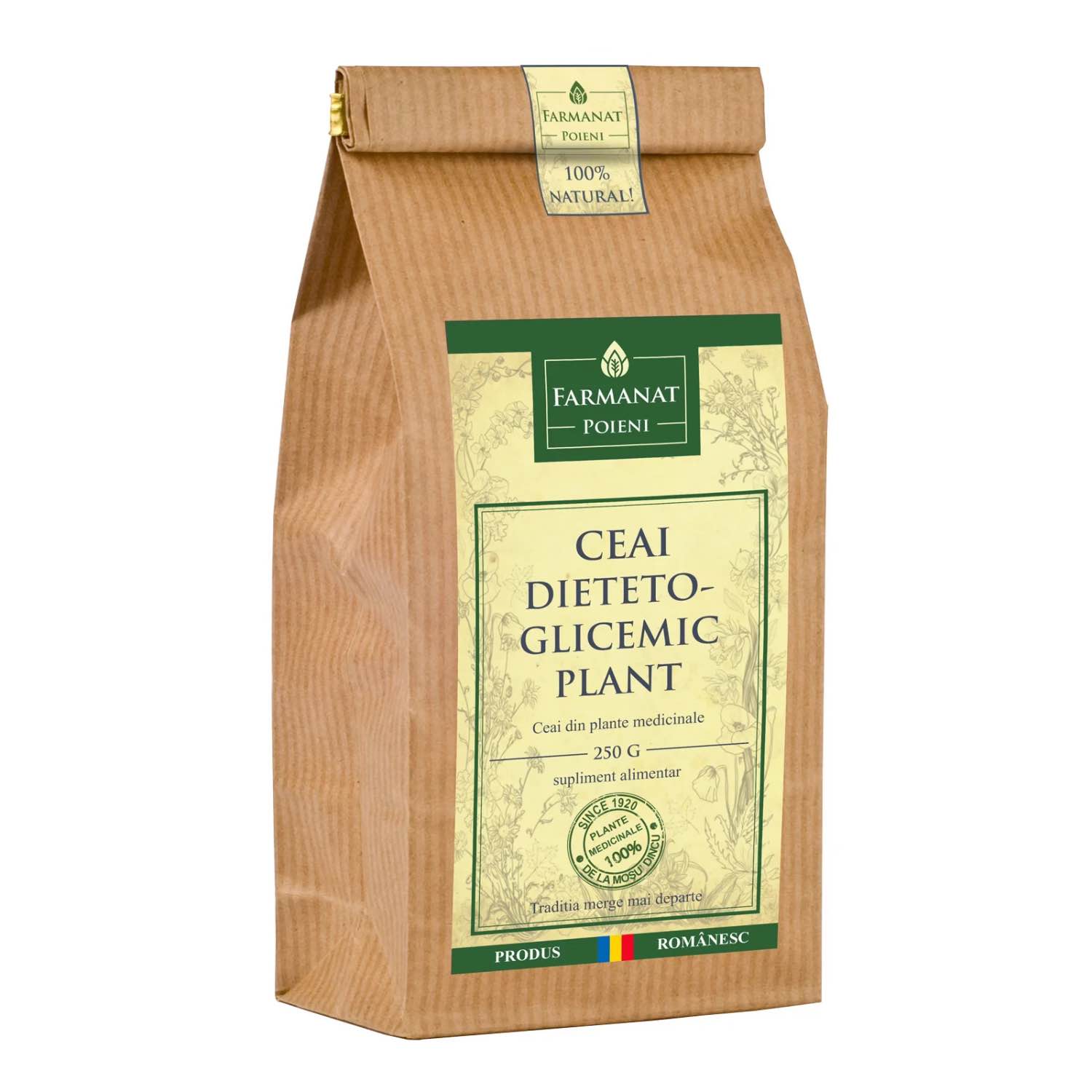2. Ceai natural, dieteto-glicemic plant, pentru diabet, afectiuni ale pancreasului, 250g