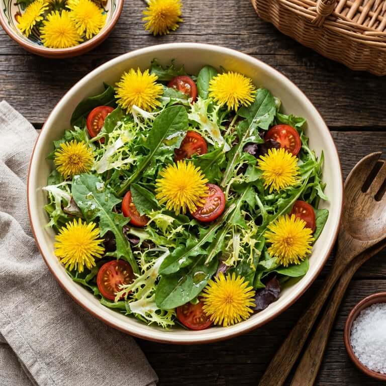 moduri de consum papadie - flori si frunze in salate