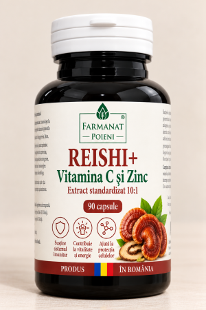 Capsule din Plante Medicinale & Formule Naturale - Reishi + Vitamina C și Zinc - 90 buc/cutie