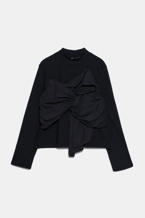 bluza neagra zara cu cordon [4]