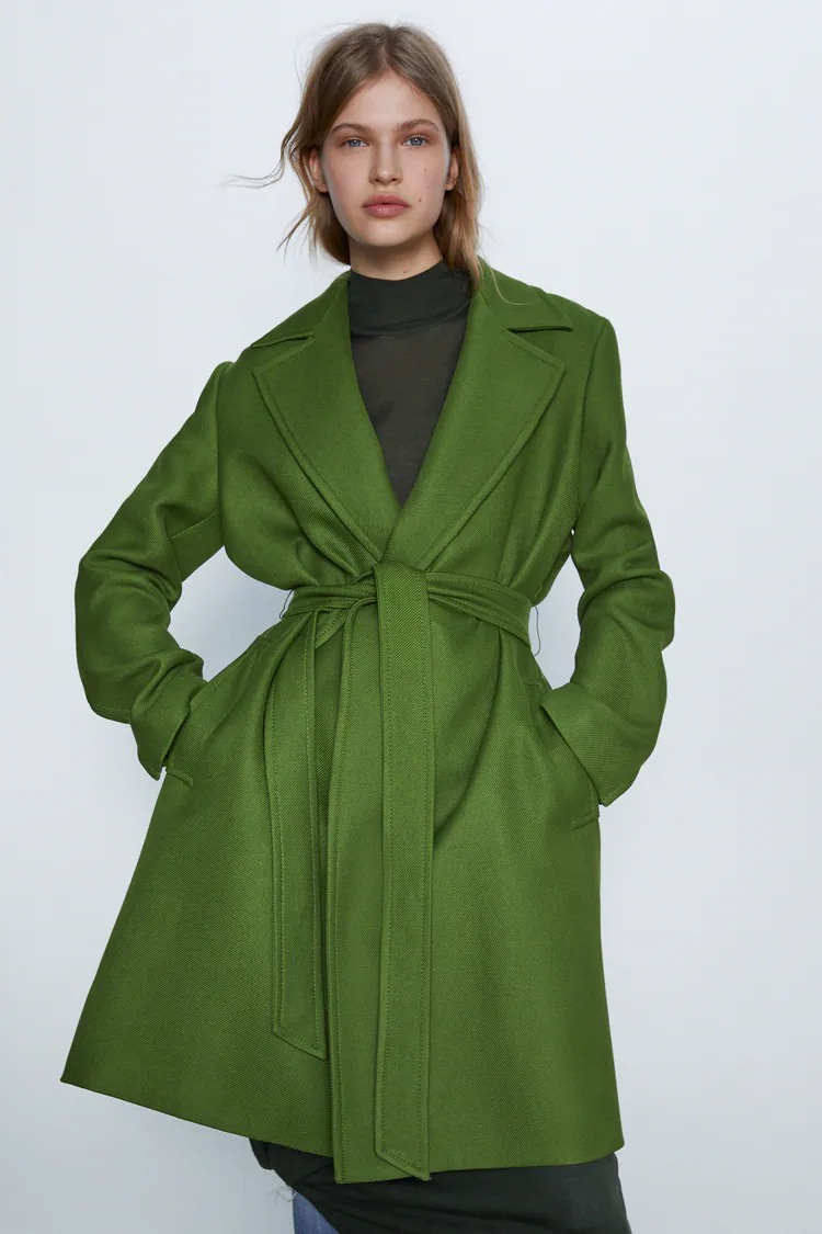 palton verde zara cu cordon [2]