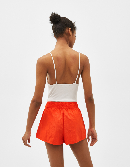 pantaloni scurti bershka portocali cu elastic [3]