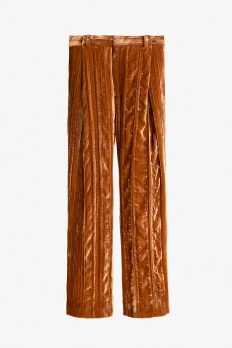 pantaloni maro zara de catifea cu talie inalta [5]