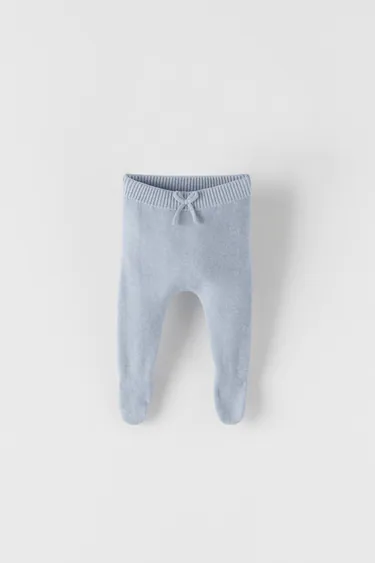 pantaloni tricotati albastrii zara cu fundita [1]