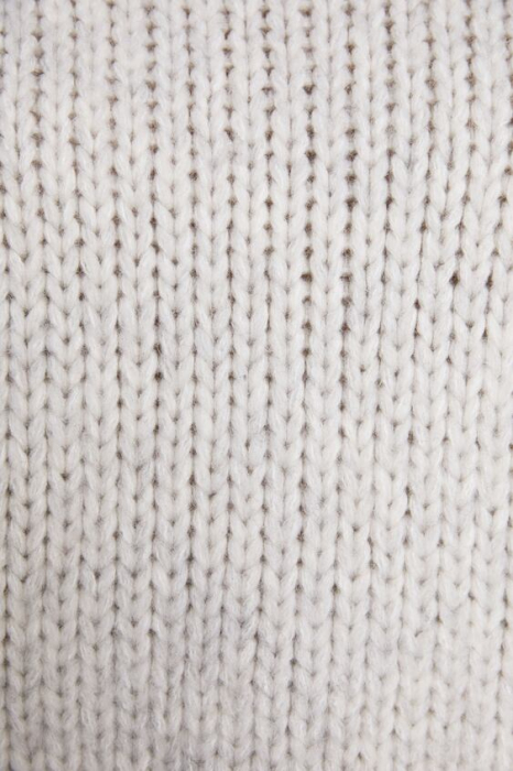 pulover de lana tricotat manual crem zara cu guler pe gat [5]
