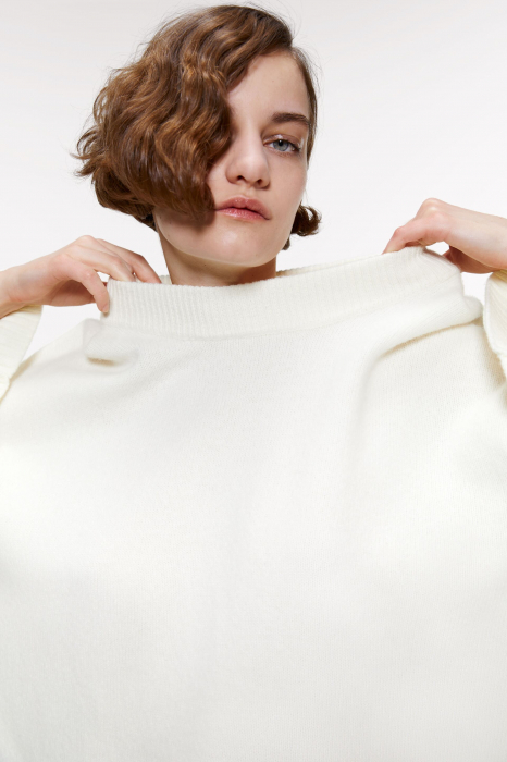 pulover tricotat crem zara de lana [3]