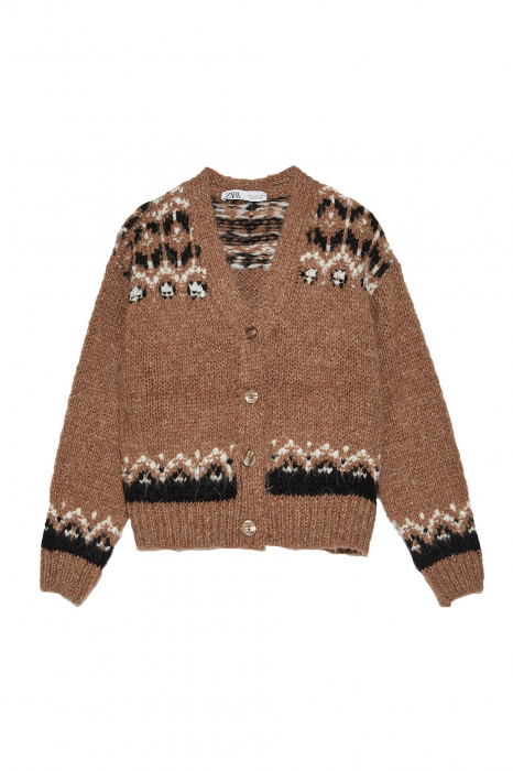 pulover tricotat maro zara cu nasturi [5]