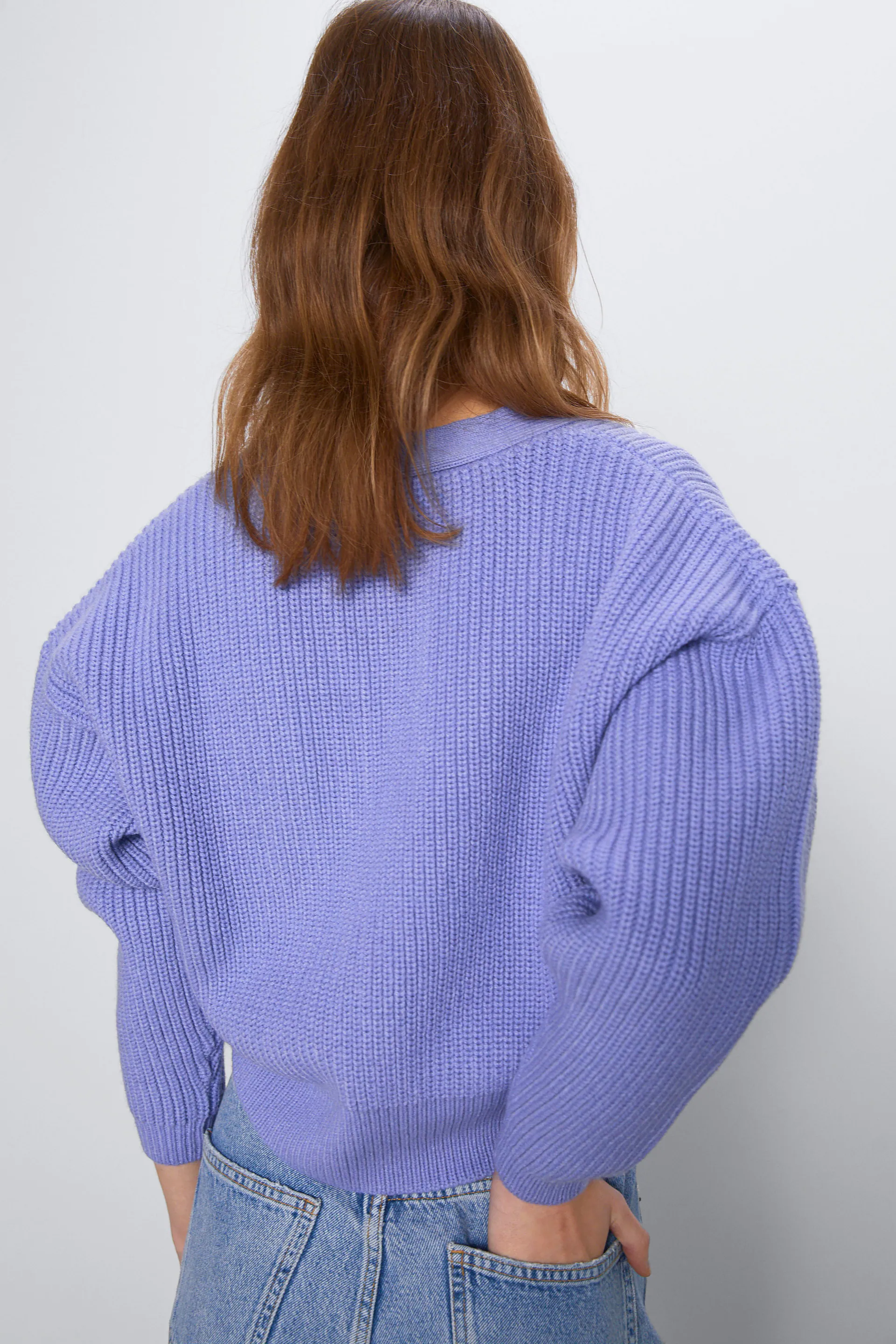 pulover tricotat violet zara cu nasturi [3]