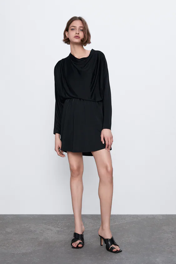 rochie mini neagra zara cu elastic in talie [1]