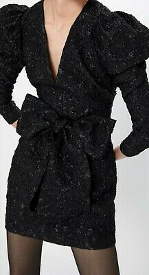 rochie mini neagra zara cu funda si fibre metalizate [2]