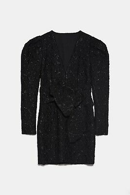 rochie mini neagra zara cu funda si fibre metalizate [4]