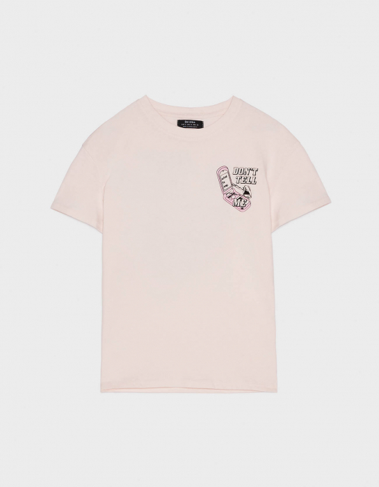 tricou roz femei bershka cu imprimeu [4]