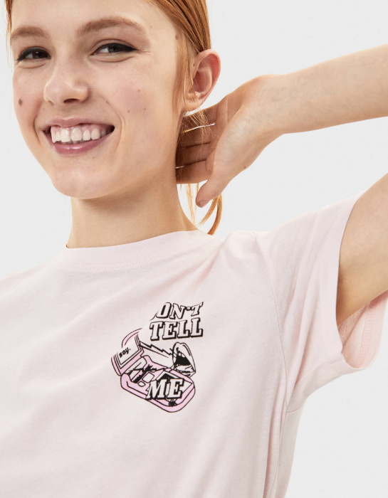 tricou roz femei bershka cu imprimeu [2]