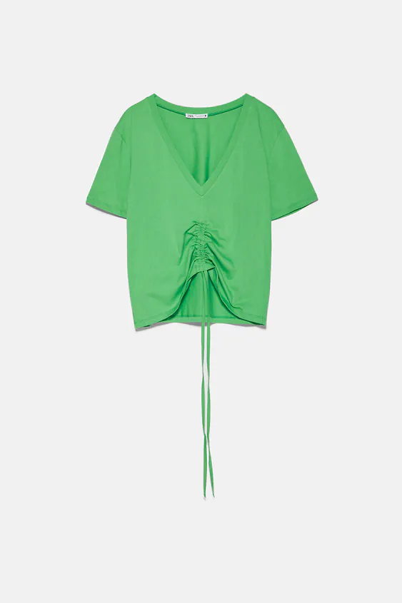 tricou verde zara cu elastic si snur [1]