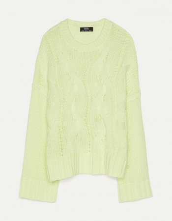 pulover tricotat verde neon bershka [4]