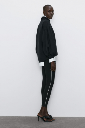 pantaloni negrii zara legging high-rise cu aplicatii laterale [1]
