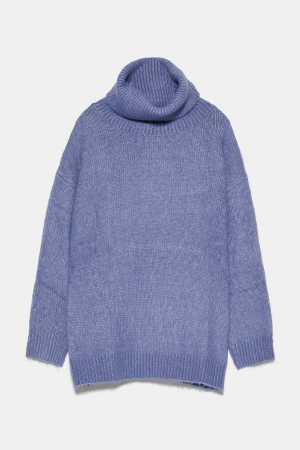 pulover tricotat violet zara cu guler pe gat [2]