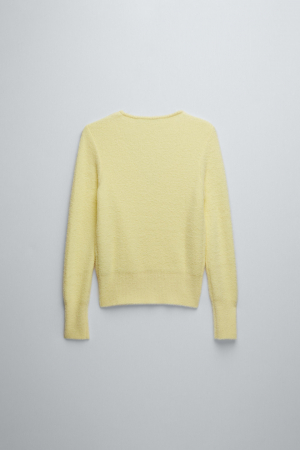 pulover tricotat galben zara cu decolteu in v [1]