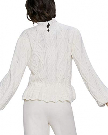 pulover tricotat alb zara cu model si volanase [5]