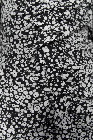 rochie mini neagra cu model floral zara cu maneci trei sfert [3]