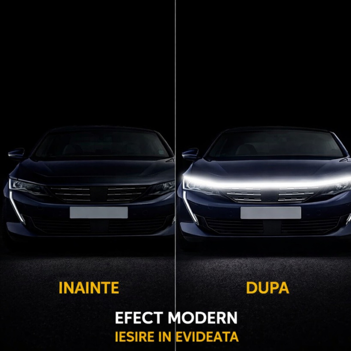 Banda auto LED iluminat capota cu iluminare DINAMICA lumina alb-rece universala 12V [3]