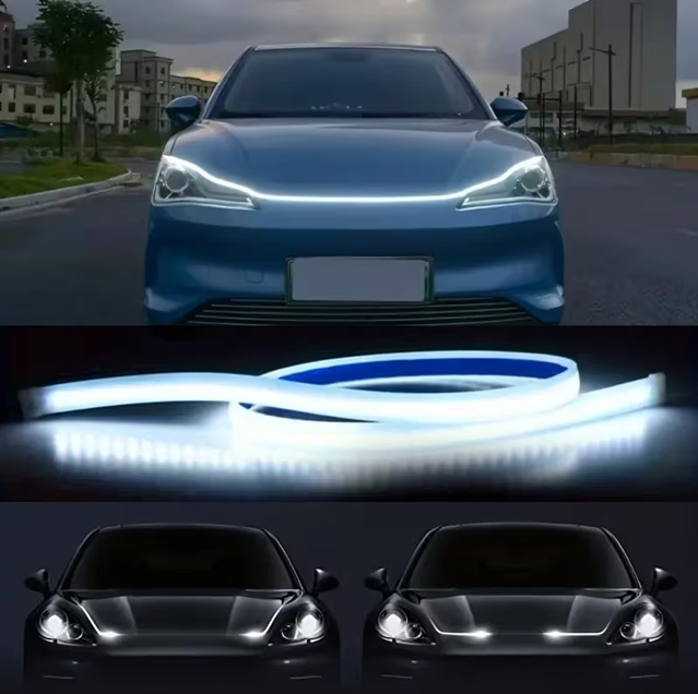 Banda auto LED iluminat capota cu iluminare DINAMICA lumina alb-rece universala 12V [5]