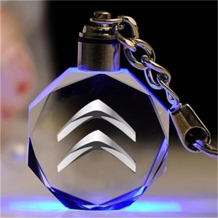 Breloc auto din cristal cu LED - Logo CITROEN [1]