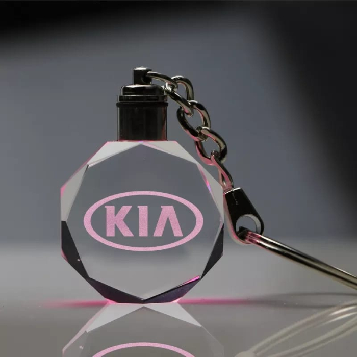 Breloc auto din cristal cu LED - Logo KIA [2]