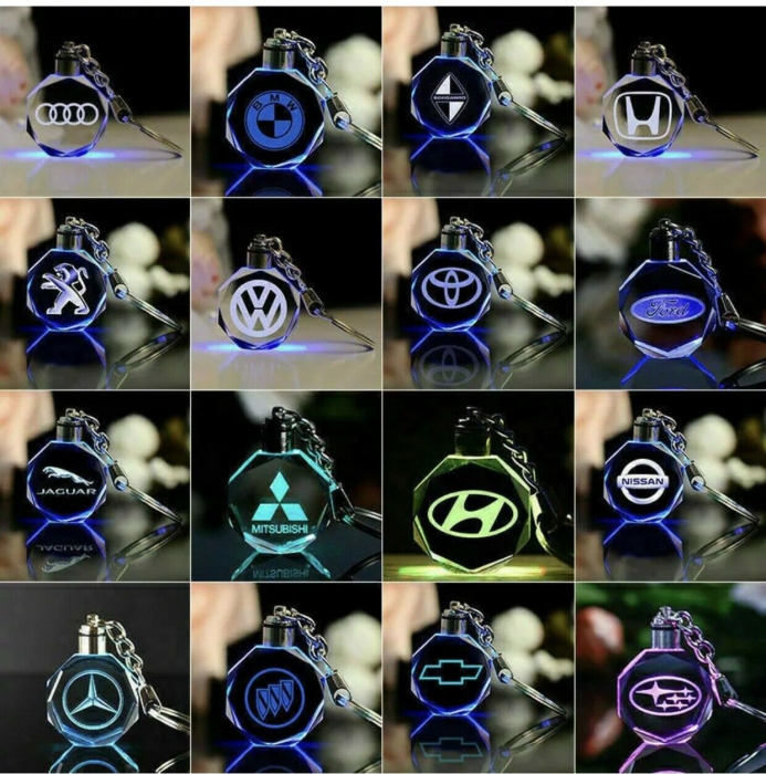 Breloc auto din cristal cu LED - Logo RENAULT [3]