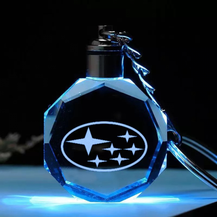 Breloc auto din cristal cu LED - Logo SUBARU [2]