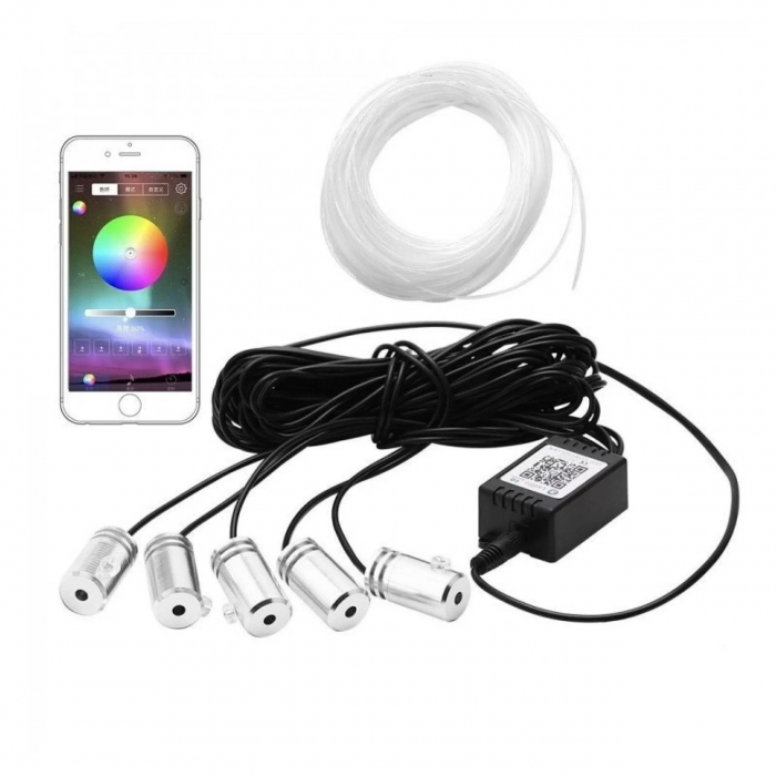 Kit 5 Benzi LED Lumini Ambientale auto RGB - control din aplicatie prin smartphone [9]