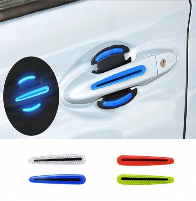 Set 8 Stikere - Autocolante din silicon carbon reflectorizant pentru Protectie Zgarieturi Manere Usa [9]
