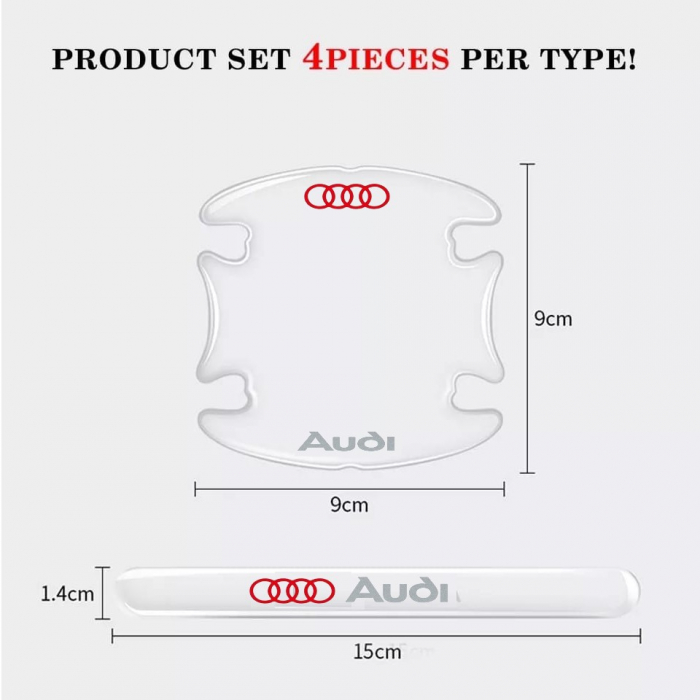Set 8 Stikere - Autocolante Transparente pentru Protectie Zgarieturi Manere Usa - AUDI [3]