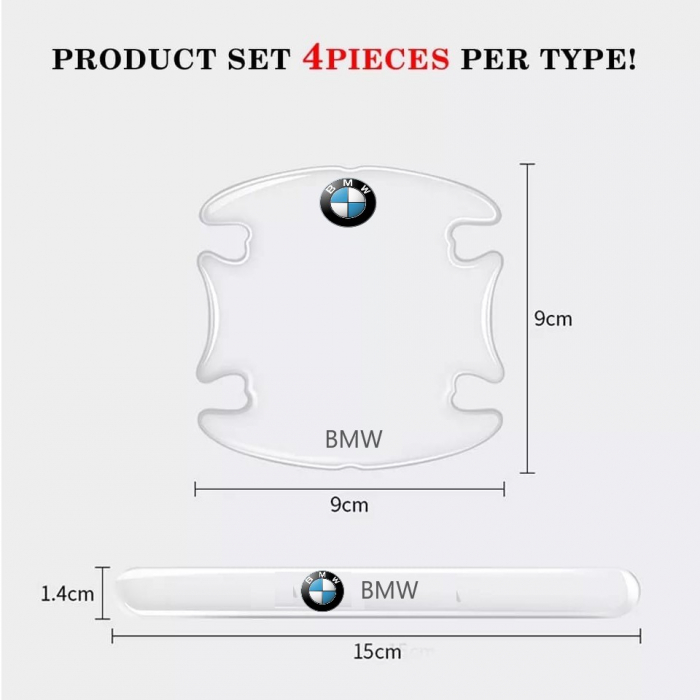 Set 8 Stikere - Autocolante Transparente pentru Protectie Zgarieturi Manere Usa - BMW [3]