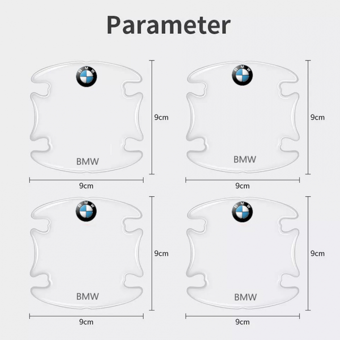 Set 8 Stikere - Autocolante Transparente pentru Protectie Zgarieturi Manere Usa - BMW [4]