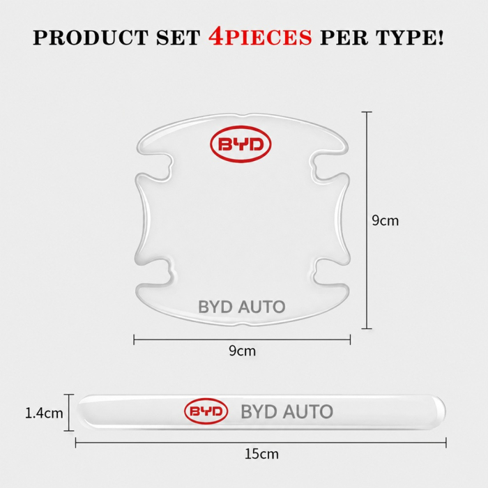 Set 8 Stikere - Autocolante Transparente pentru Protectie Zgarieturi Manere Usa - BYD [3]