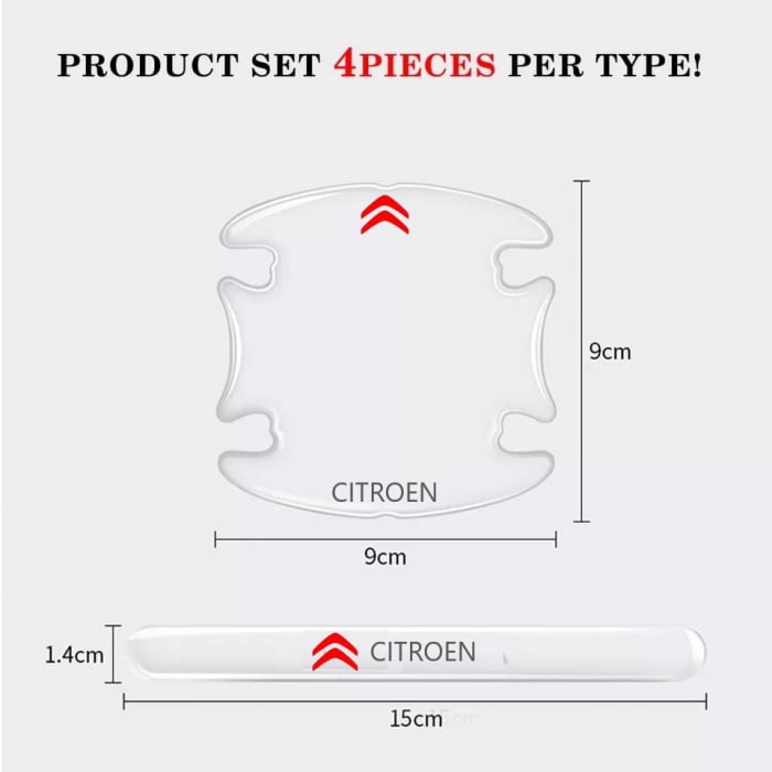Set 8 Stikere - Autocolante Transparente pentru Protectie Zgarieturi Manere Usa - CITROEN [3]